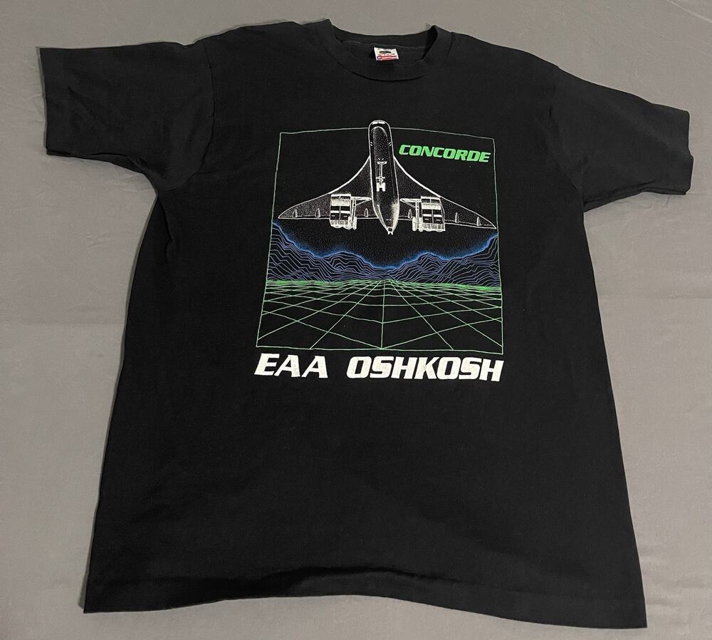 Vintage Concorde EAA Oshkosh Single Stitch T-Shirt XL Fruit of the Loom USA Mint